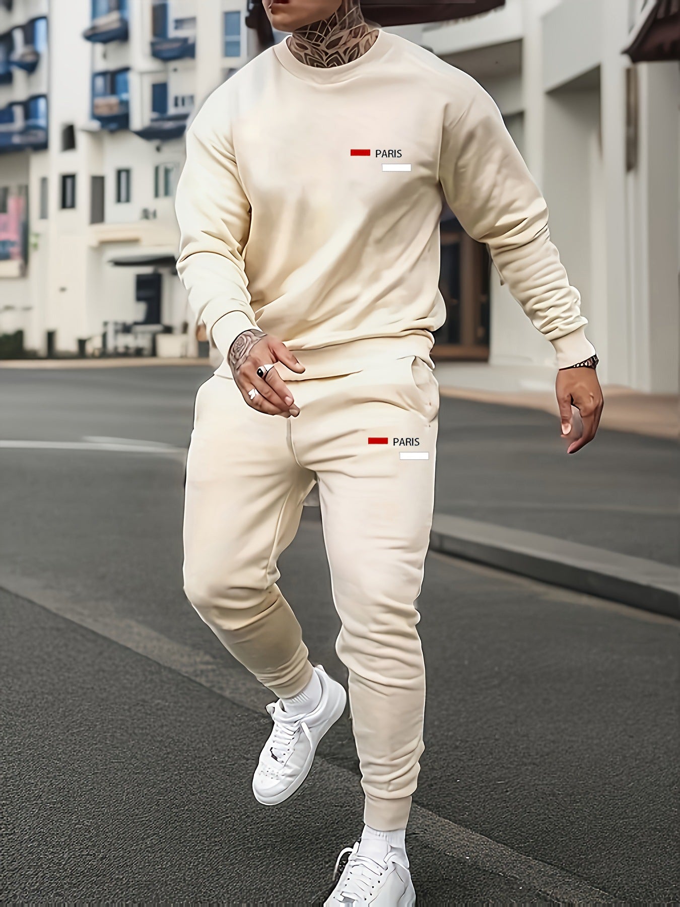 Men's Sweater Sport Pants Suit Printed Fashion