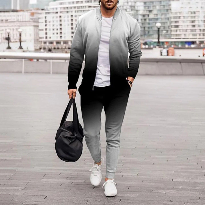 Men's Autumn/Winter Contrast Jacket - Stand-Up Collar Design