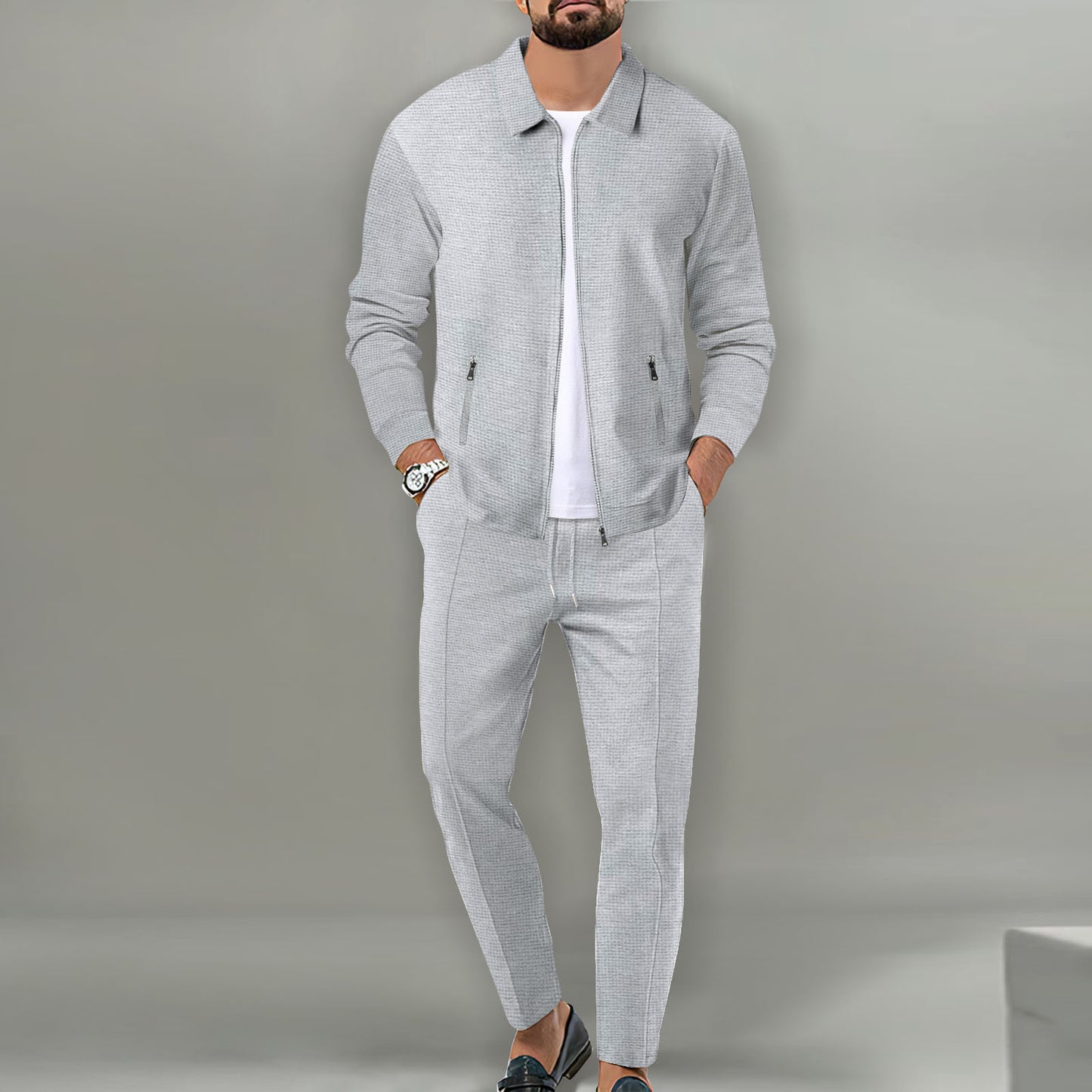 Men's Cardigan Jacket - Slim-Fit Zipper Coat with Lapels