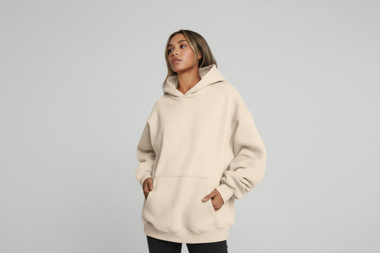 Women's Oversized Hoodie With Pockets - Solid Colour Hooded Sweatshirt