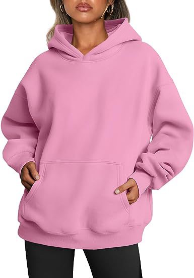 Women's Oversized Hoodie With Pockets - Solid Colour Hooded Sweatshirt
