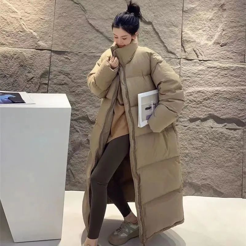 Women's Mid-Length Over-The-Knee Cotton Jacket - Warm Winter Coat