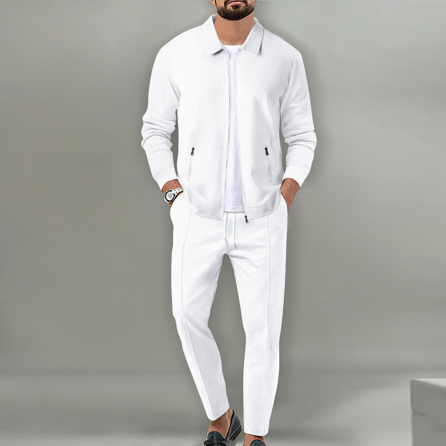 Men's Cardigan Jacket - Slim-Fit Zipper Coat with Lapels