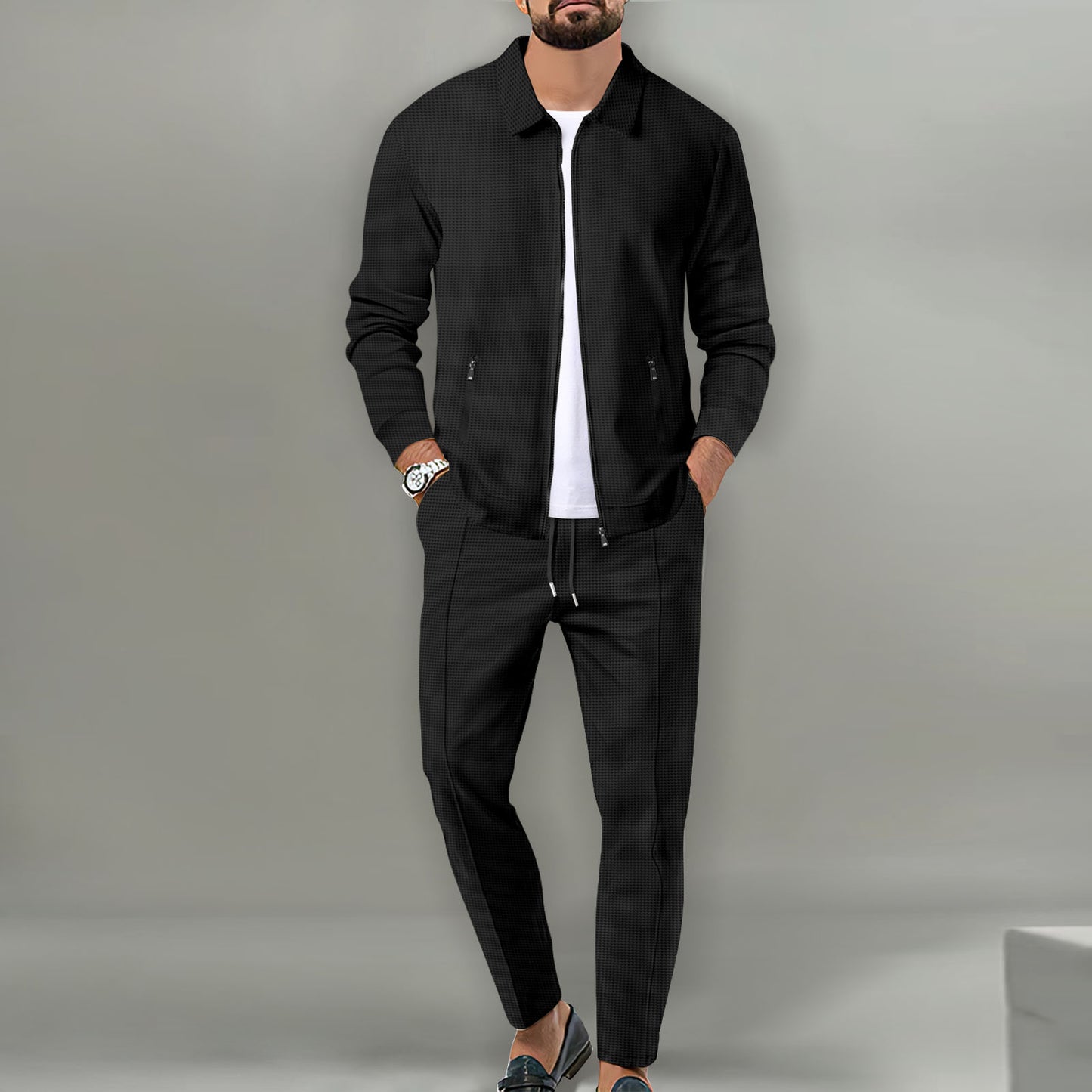 Men's Cardigan Jacket - Slim-Fit Zipper Coat with Lapels