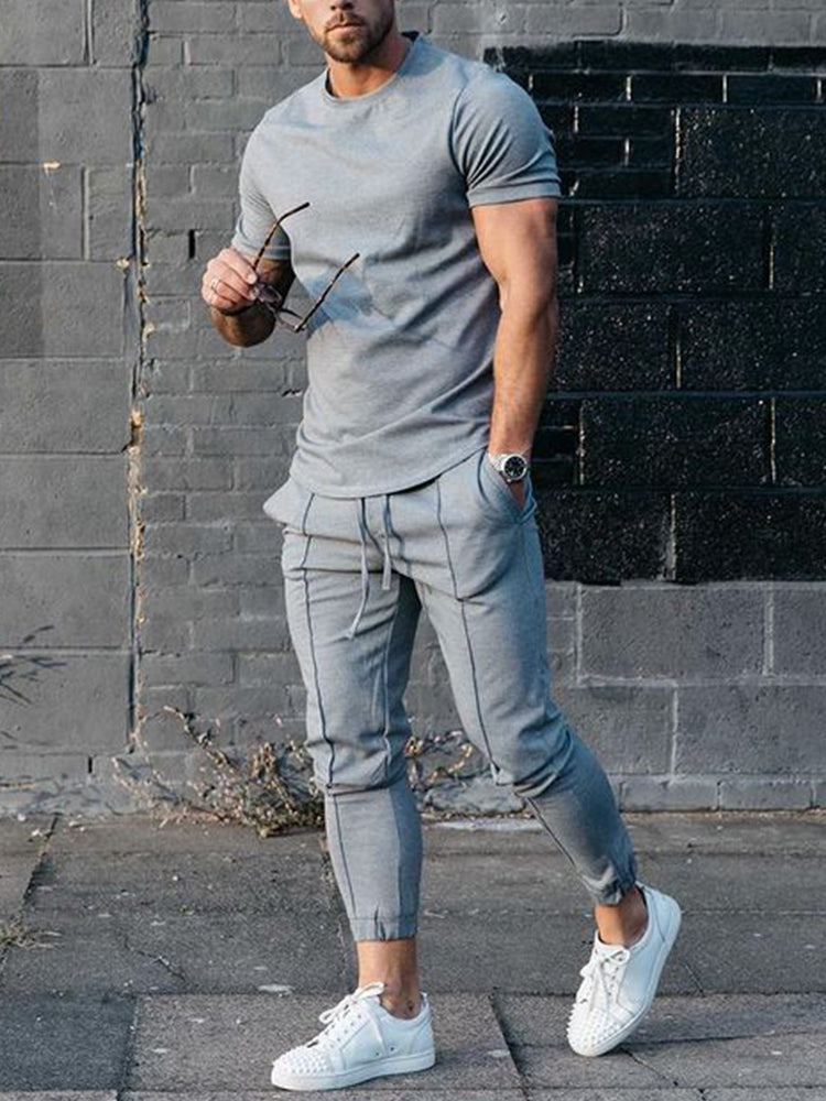 Men's Short Sleeve T-Shirt  Tracksuit Set - Two-Piece Athletic Outfit