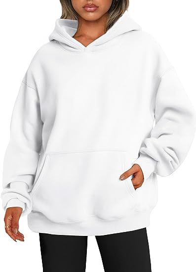 Women's Oversized Hoodie With Pockets - Solid Colour Hooded Sweatshirt