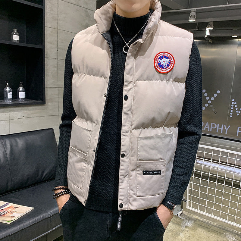 Men's Winter Down Cotton Warm Vest - Padded Sleeveless Jacket