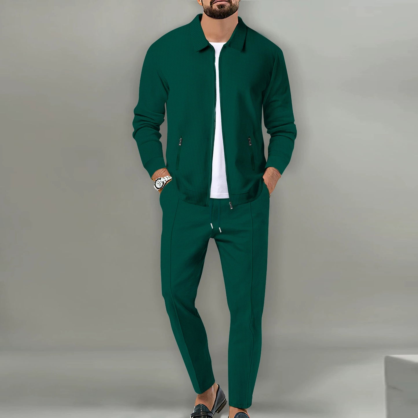 Men's Cardigan Jacket - Slim-Fit Zipper Coat with Lapels
