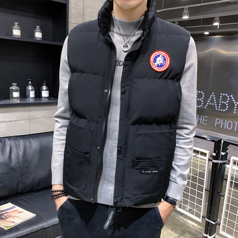 Men's Winter Down Cotton Warm Vest - Padded Sleeveless Jacket