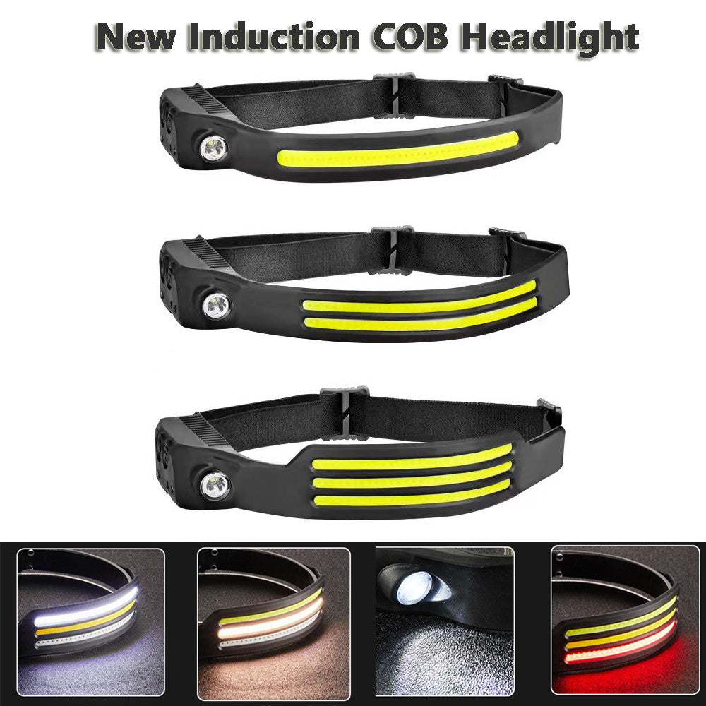 LED Induction Riding Headlamp - USB Rechargeable Waterproof Camping Headlight