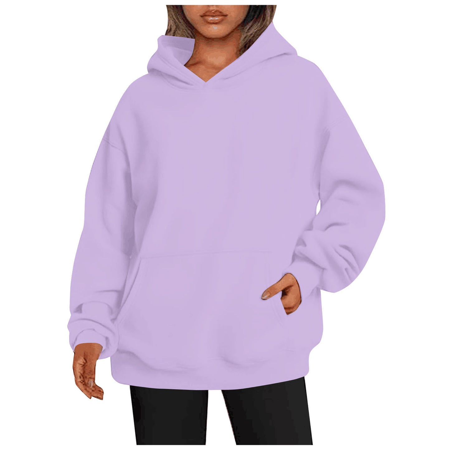 Women's Oversized Hoodie With Pockets - Solid Colour Hooded Sweatshirt