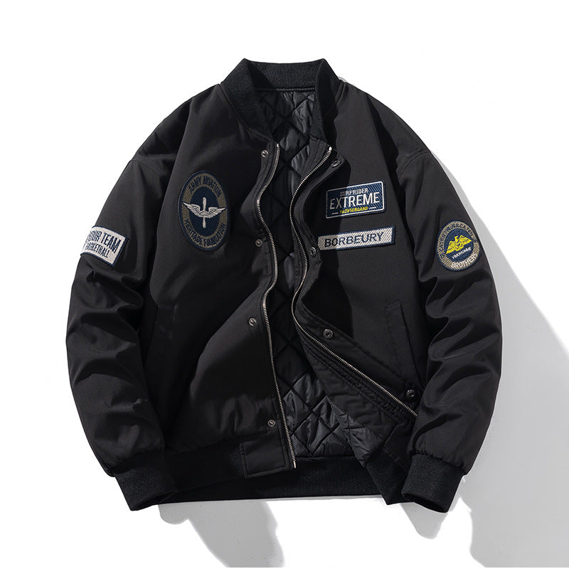 Japanese Style Alphabet Embroidery Bomber Jacket Coat