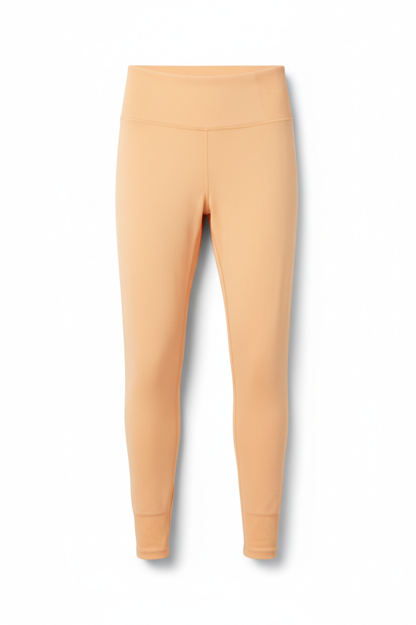 Light orange yoga leggings flat lay