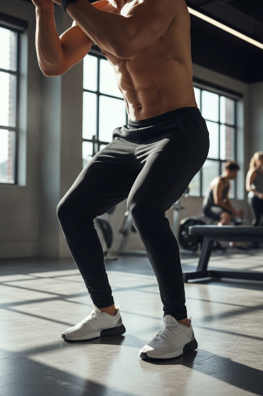 Man wearing joggers at gym